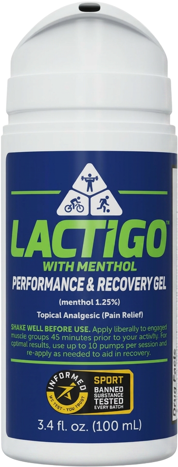 LactiGo with Menthol performance and recovery gel 100ml pump bottle